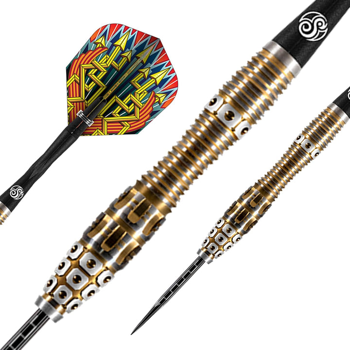 Shot! Darts Roman Empire Legion Steel Tip Dart Set Front Weighted 90% Tungsten Barrels 23.0 Gramm, 2