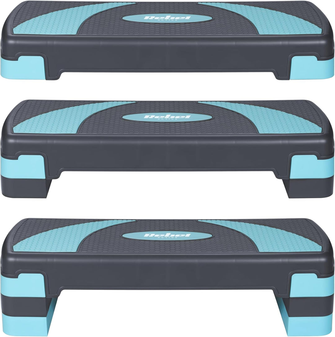 Rebel Step Für Aerobic und Training Fitness 3 Stufen Grau-Blau RBA-3225-BL