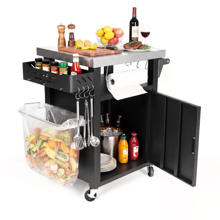 Denmay Grilltischwagen Outdoor Küchenwagen, Tragbarer Grillwagen für Onni Pizzaöfen, Grillständer fü