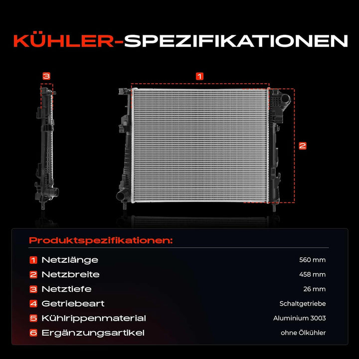 Frankberg Kühler Wasserkühler Motorkühler Schalt-/optional Automatikgetriebe Kompatibel mit Primasta