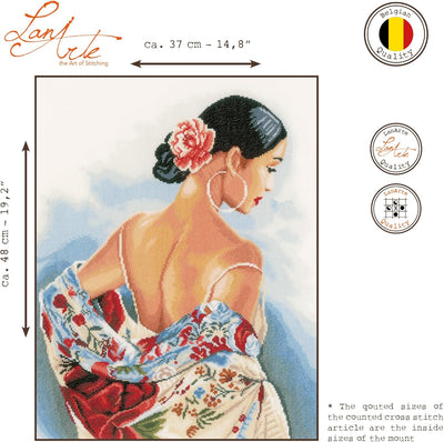 Lanarte Zählmusterpackung Schal mit Blumenmotiven Aida Kreuzstichpackung, Baumwolle, Mehrfarbig, 37