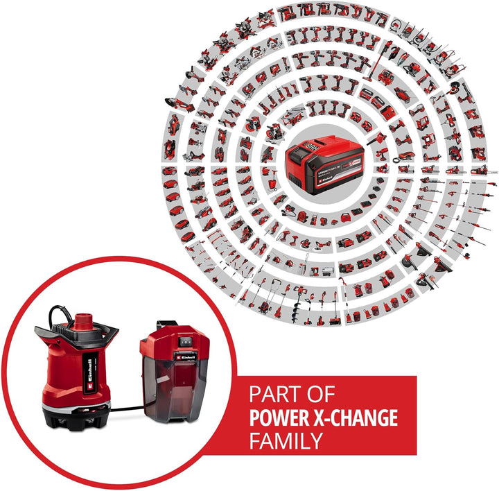 Einhell Akku-Schmutzwasserpumpe GE-DP 18/25 Li-Solo Power X-Change (18 V, 7.500 L/h Fördermenge, 5 m
