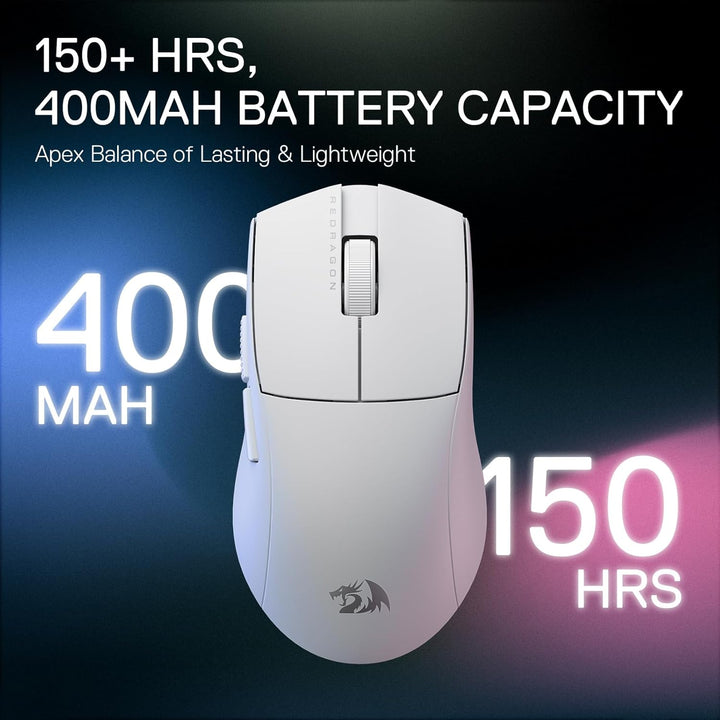 Redragon M916 PRO 3-Modus Wireless Gaming Maus, 49G Ultra-Leicht 26K DPI Maus mit Ergonomischem Natü