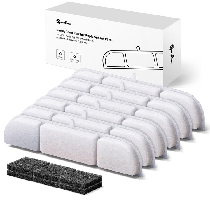 DownyPaws Trinkbrunnen für katze kabellos Filter 6 STK Für DPWFP6 Weiss, Weiss