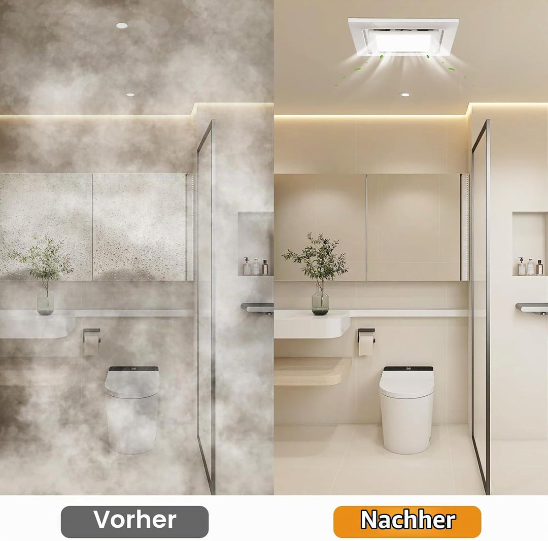 veco chajor 210mm Badlüfter mit LED Licht, Montageöffnung 210mm 8.3IN, 130 CFM, ultra-leiser 1,0-Son