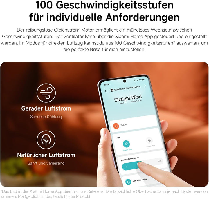 XIAOMI Smart Standing Air Circulation Fan - Standventilator mit 1440m³/h und 3D-Luftverteilung, 2-in