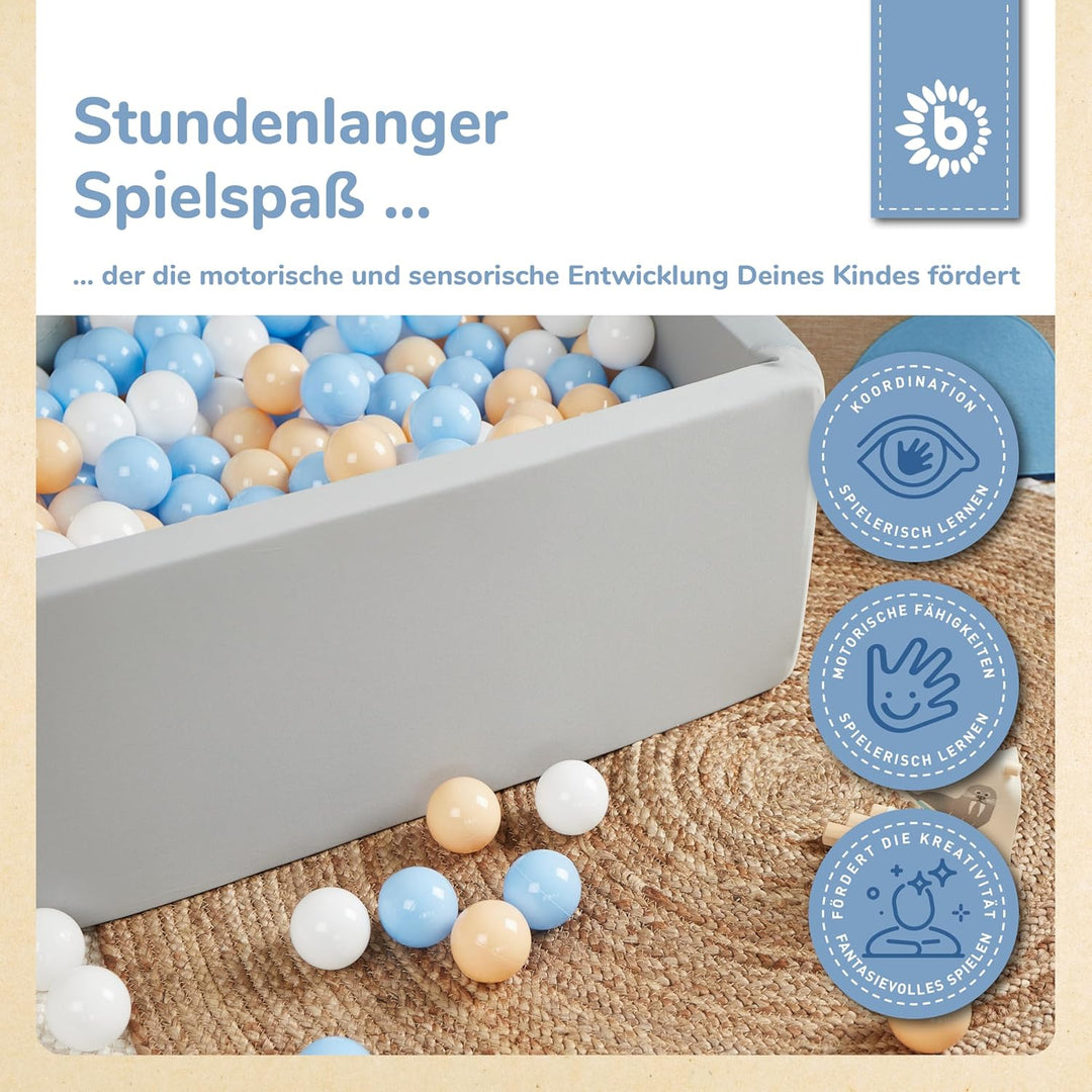 Bieco Bälle für Bällebad Beach | 100 Stück | Bunte Bälle | Bällebad Kinder | Bällebad Baby | Bälleba