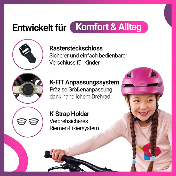KED Pop MIPS Kinder Fahrrad Helm schwarz/weiss 2023 Pink M (52-56cm), Pink M (52-56cm)