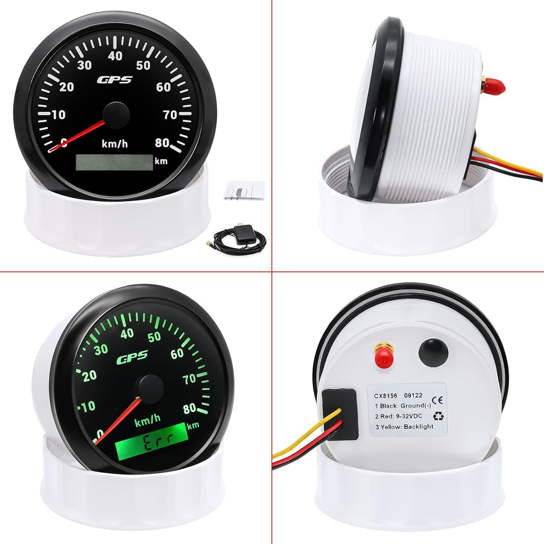 85mm Geschwindigkeitsmesser Boot GPS Tacho Kilometerzähler 0-80Km/H Wasserdichter IP67 7-Farben Tach
