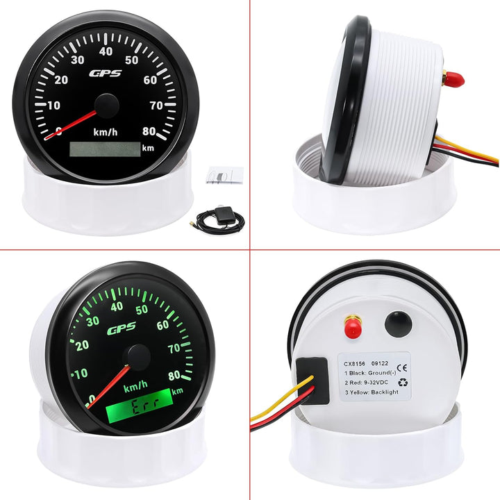 85mm Geschwindigkeitsmesser Boot GPS Tacho Kilometerzähler 0-80Km/H Wasserdichter IP67 7-Farben Tach