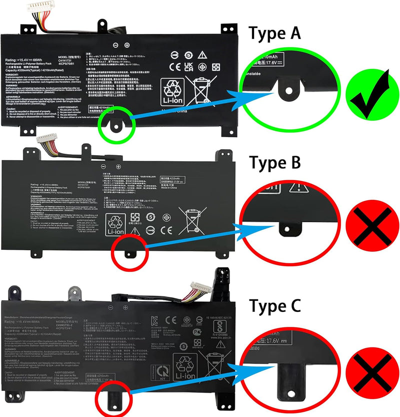 BLESYS C41N1731 Akku für Asus ROG Strix Scar II GL504 GL504G GL504GW GL504GS GL504GM GL504GV GL704 G