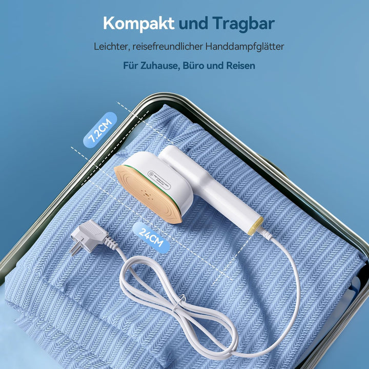 Ombrex 1400W Dampfglätter Steamer, 3-in-1 Handbügeleisen Dampf mit LED-Anzeige, Tragbarer Dampfglätt