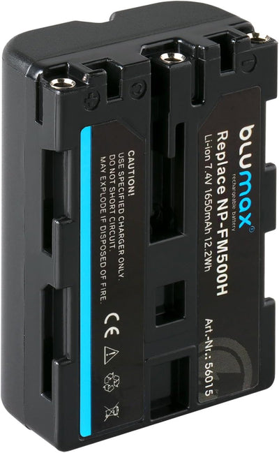 Blumax Akku NP-FM500H 1650mAh + Doppelladegerät NP-FM-500H Dual Charger | passend zu Sony Alpha A57