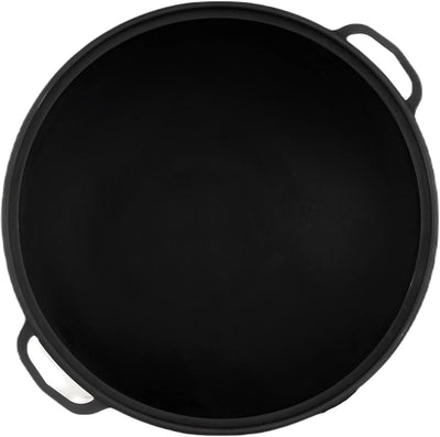 SET Utschak 36 cm + 8 Liter Kasan Kazan aus Gusseisen mit Pfannen-Deckel und Schaumlöffel Feldküche
