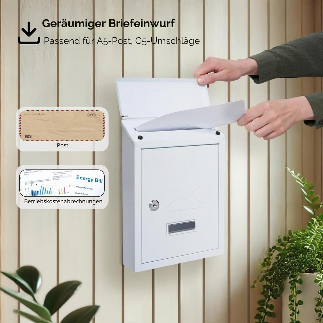 Assorted Collections Wandbriefkasten, abschliessbarer Briefkasten mit 2 Schlüsseln, wetterfester Bri