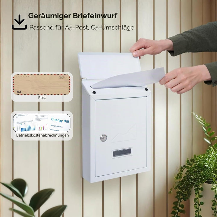 Assorted Collections Wandbriefkasten, abschliessbarer Briefkasten mit 2 Schlüsseln, wetterfester Bri