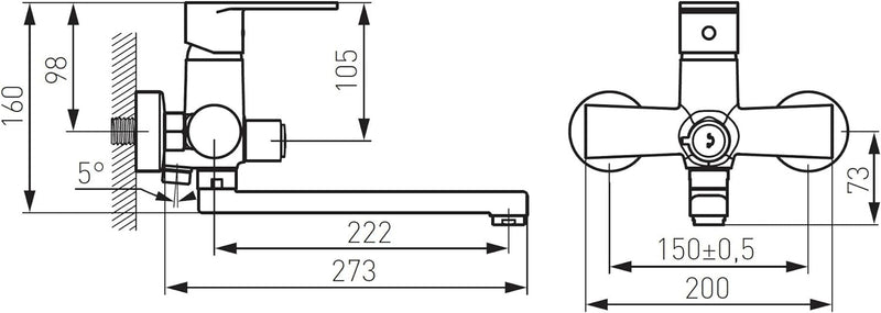 Wandarmatur Wandbatterie Armatur Wand mit Umstellventil Umsteller Anschluss Schlauch Brauseschlauch