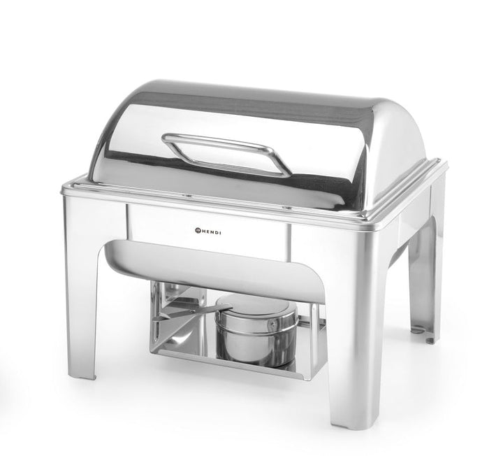 HENDI Chafing Dish, Spiegelglanz, Inkl. zwei Brennpastenbehälter, einer Lebensmittelpfanne, einem Wa