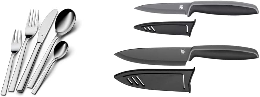 WMF Palermo Edelstahl Besteck Set 6 Personen, Essbesteck Set 30 teilig & Touch Messerset 2-teilig, K