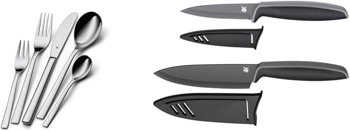 WMF Palermo Edelstahl Besteck Set 6 Personen, Essbesteck Set 30 teilig & Touch Messerset 2-teilig, K
