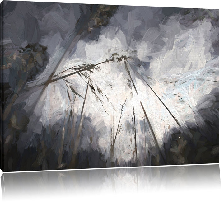 Düsteres Gras vorm Regen Deluxe Format: 100x70 cm auf Leinwand, XXL riesige Bilder fertig gerahmt mi