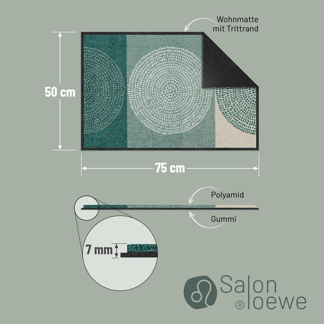 Salonloewe Nestor sage-beige Fussmatte waschbar 050 x 075 cm Fussabtreter Eingangs-Matte Schmutzfang