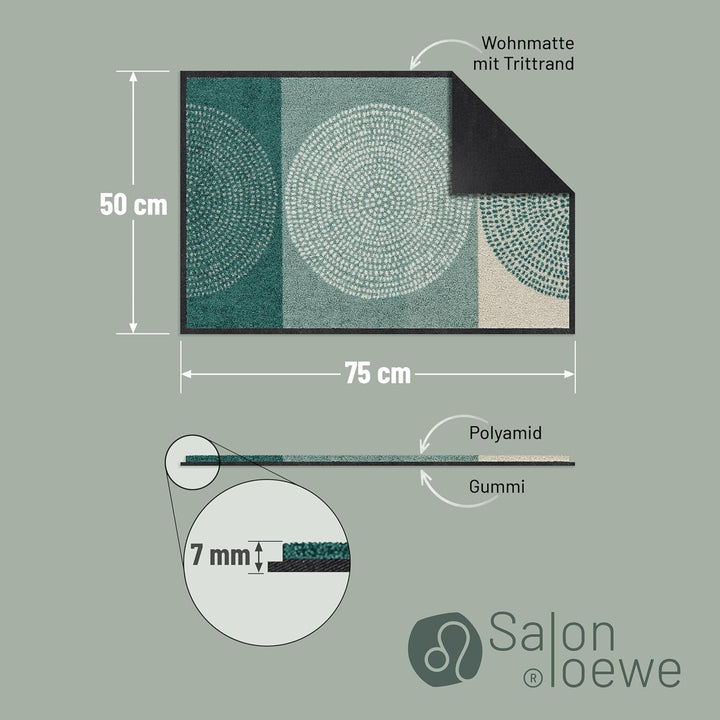 Salonloewe Nestor sage-beige Fussmatte waschbar 050 x 075 cm Fussabtreter Eingangs-Matte Schmutzfang