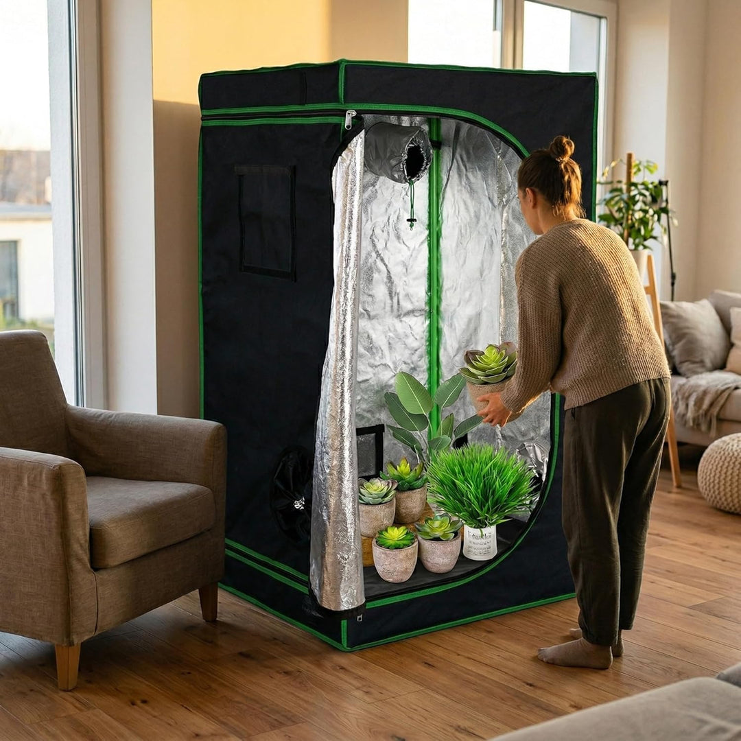 Mucola Growzelt 60x60x180 cm Set mit 3-in-1 Messgerät Zuchtzelt für Hydrokulturen zur Pflanzenzucht
