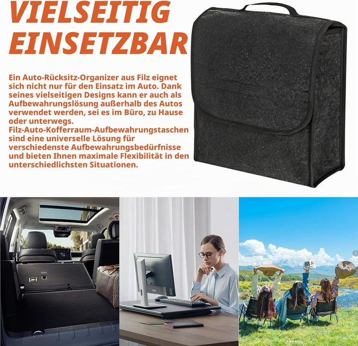 Kofferraumtasche Auto Organizer Toolbag: 30x17x29 cm Kofferraum Organizer aus Filz mit Tragegriff, A