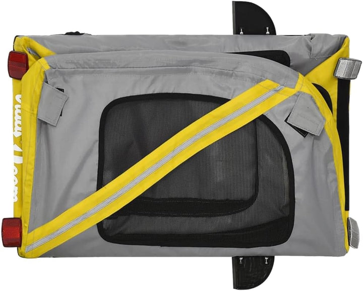 vidaXL Fahrradanhänger Hunde Hundeanhänger Hundetransporter Oxford-Gewebe Eisen Gelb 134 x 68 x 72 c