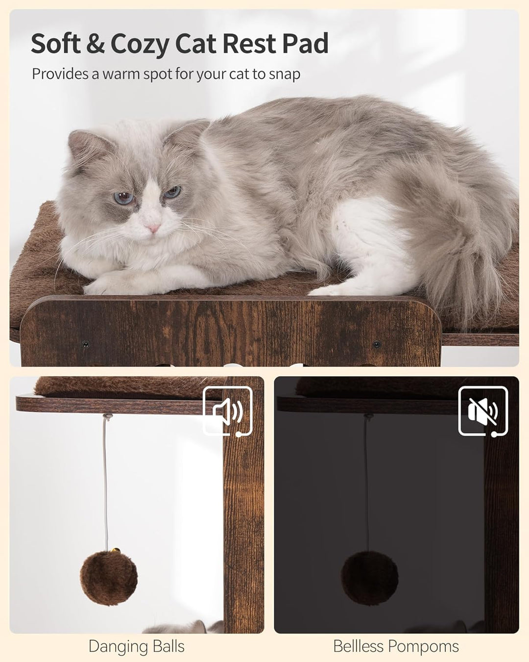 FourFurPets 147 cm Kratzbaum, Kratzbaum Grosse Katzen stabil, moderner katzenbaum für drinnen, hoher