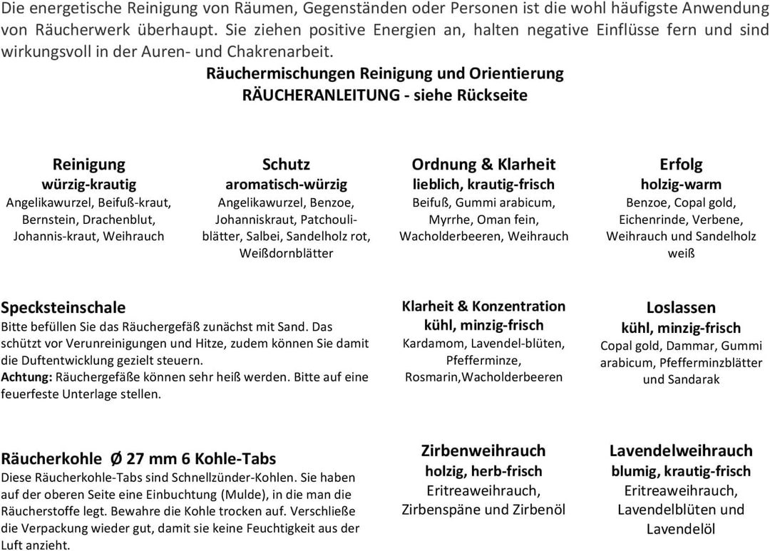Räuchern Starter Set 12-tlg Zubehör für Anfänger, auch für Weihrauch geeignet + 7 cm Räucherschale +