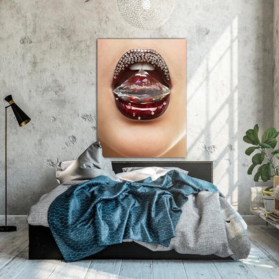 wandmotiv24 Leinwandbild 260 g/m² - Kunstdruck auf Leinwand - Wandkunst - Wandbild mit Frauen Lippen