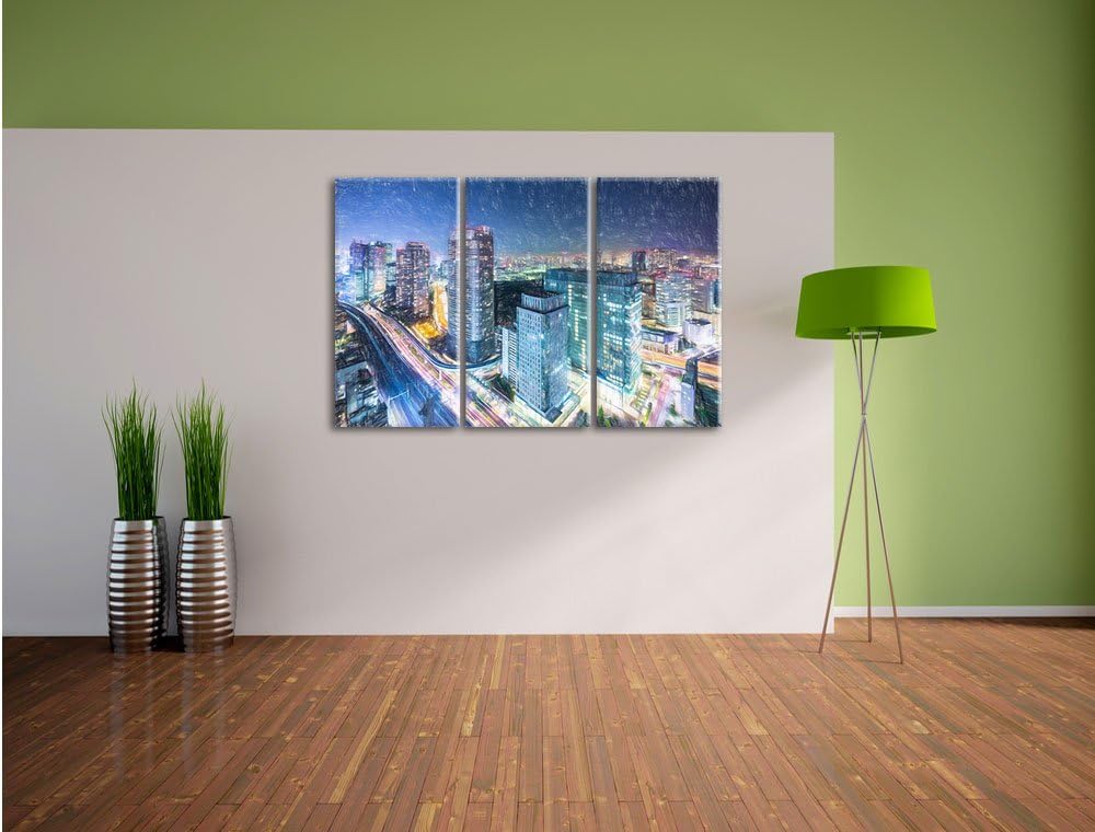 Pixxprint Moderne Architektur in Tokio / 3-Teilig/Gesamtmass 120cm Leinwandbild bespannt auf Holzrah