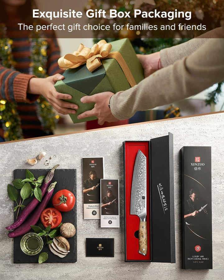 XINZUO Damaststahl 21cm Kiritsuke Kochmesser -Schärfe und Haltbarkeit Damaszener Stahl Küchen Chefme