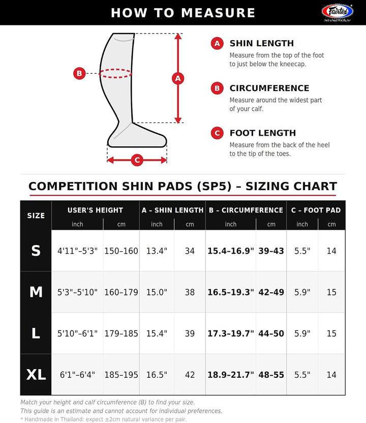 Fairtex SP5 Muay Thai Schienbeinschoner für Männer, Frauen, Kinder | Hochwertig, leicht &amp; langlebig
