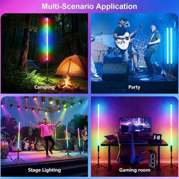 2 Stück 90cm LED Videolicht Mood1 Pro mit Stativ, LED Handheld Fotografie Lichtdimmbar und Musikmodu