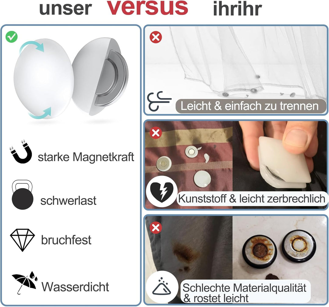Duschvorhang Gewichte, robuste magnetische Gewichte an der Unterseite mit rostfreier Silikonbeschich