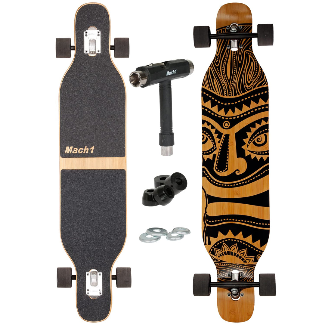FunTomia Longboard mit 3 Flex Stufen Drop Through Cruiser Komplettboard Mach1 Speed Kugellager T-Too
