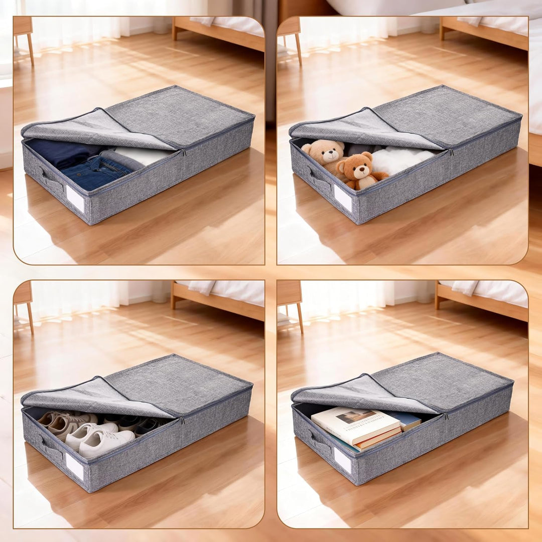 2stk Unterbett Aufbewahrungsbox mit Deckel, Unterbettkommode 12cm Hoch, Unterbett Aufbewahrung mit S