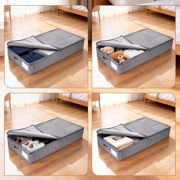 2stk Unterbett Aufbewahrungsbox mit Deckel, Unterbettkommode 12cm Hoch, Unterbett Aufbewahrung mit S