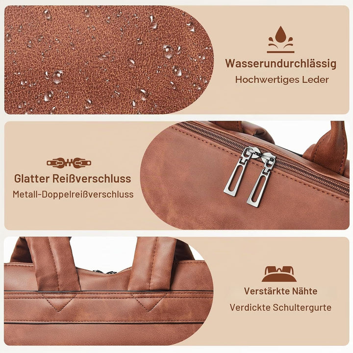 Shrrie Laptop-Rucksack für Damen, 15,6 Zoll Reise-Rucksack aus Leder, Handgepäck-Rucksack Computerta