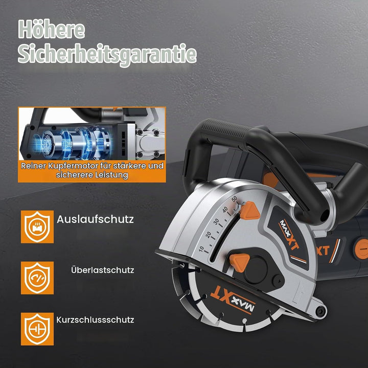 MAXXT 1700W-Fassadenfräse, 7000 U/min Fassadenfräse mit Staubabsaugung, max. Nutschneidbreite 42 mm,