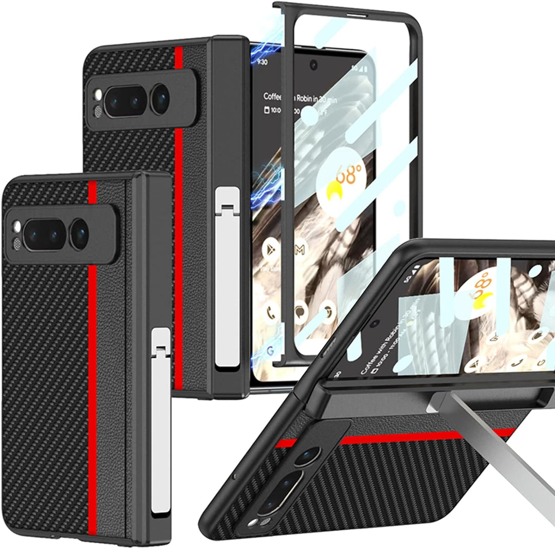 Miimall Kompatibel mit Google Pixel Fold Hülle mit Displayschutz+Scharnierschutz [Farbiger Streifen]