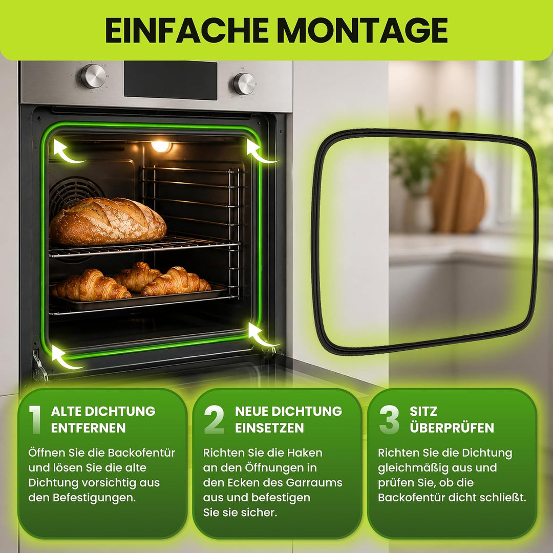 Backofen Dichtung 450x330 mm mit 4 Haken | Backofen Gummidichtung mit Originalcode C00385306 4810108