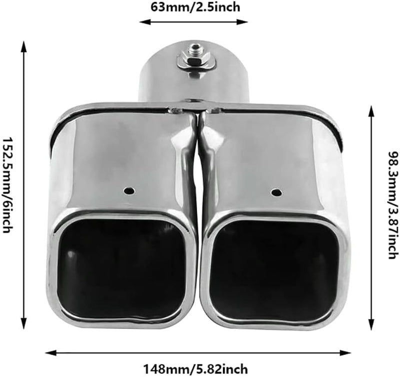 Baceyong Edelstahl gerade gebogene Auto Doppelauspuff Endrohr für jedes Auto Auspuffrohr mit einem D