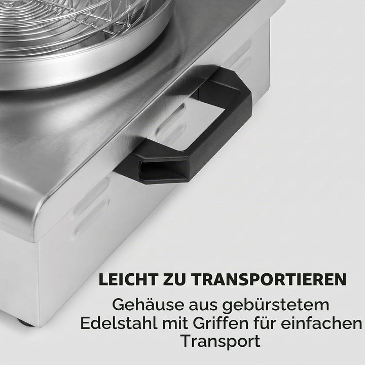 Klarstein Pro Wurstfabrik 450 Profi Hot Dog Maker, 450 Watt, 30-100 °C, Glaszylinder: Ø 20 cm, unter