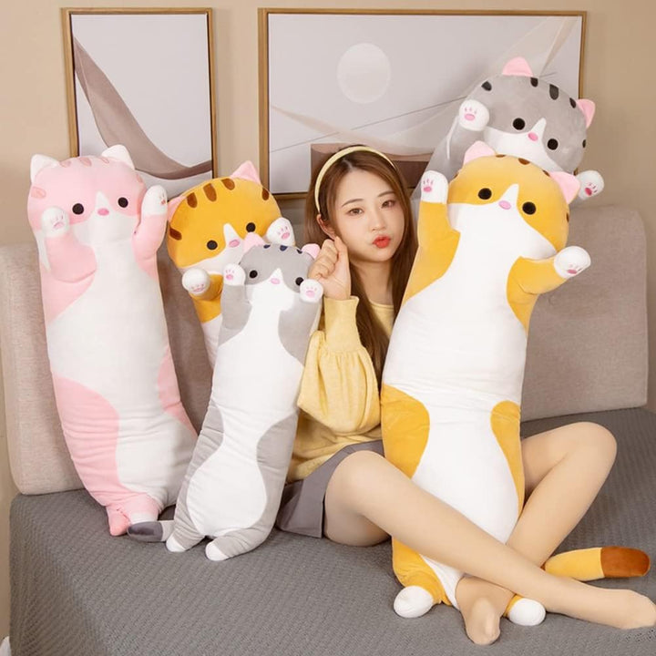 Bobomon Katze Kuscheltier stofftier Katze langes Kissen riesen XXL Kawaii gross plüschtier plüschkat