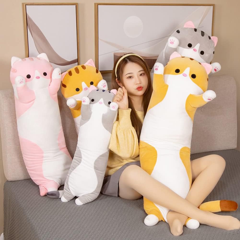 Bobomon Katze Kuscheltier stofftier Katze langes Kissen riesen XXL Kawaii gross plüschtier plüschkat