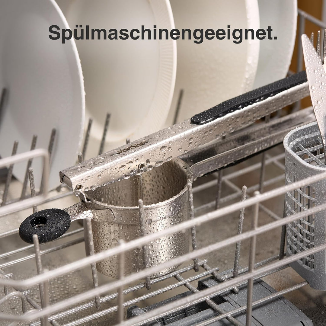 VonShef Kartoffelstampfer – Lebensmittelechte Edelstahl Kartoffelpresse mit Silikongriff – Spülmasch